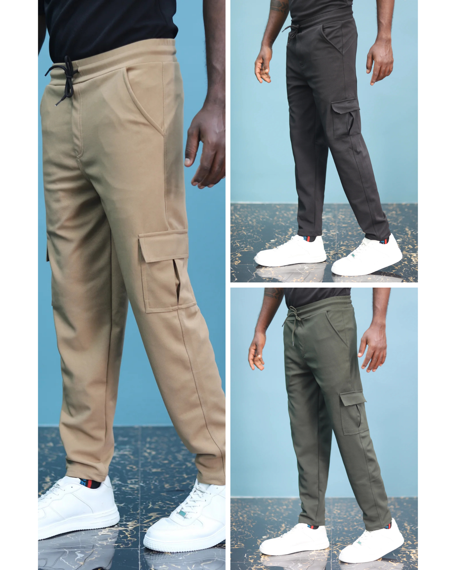Cargo Pants Pack 3 Combo ( Grey,Blue,Green)